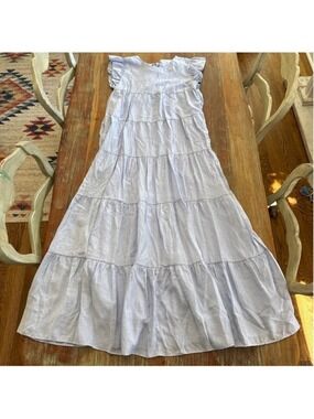 English Factory Powder Blue Tiered Ruffle Sleeve Maxi Dress Large